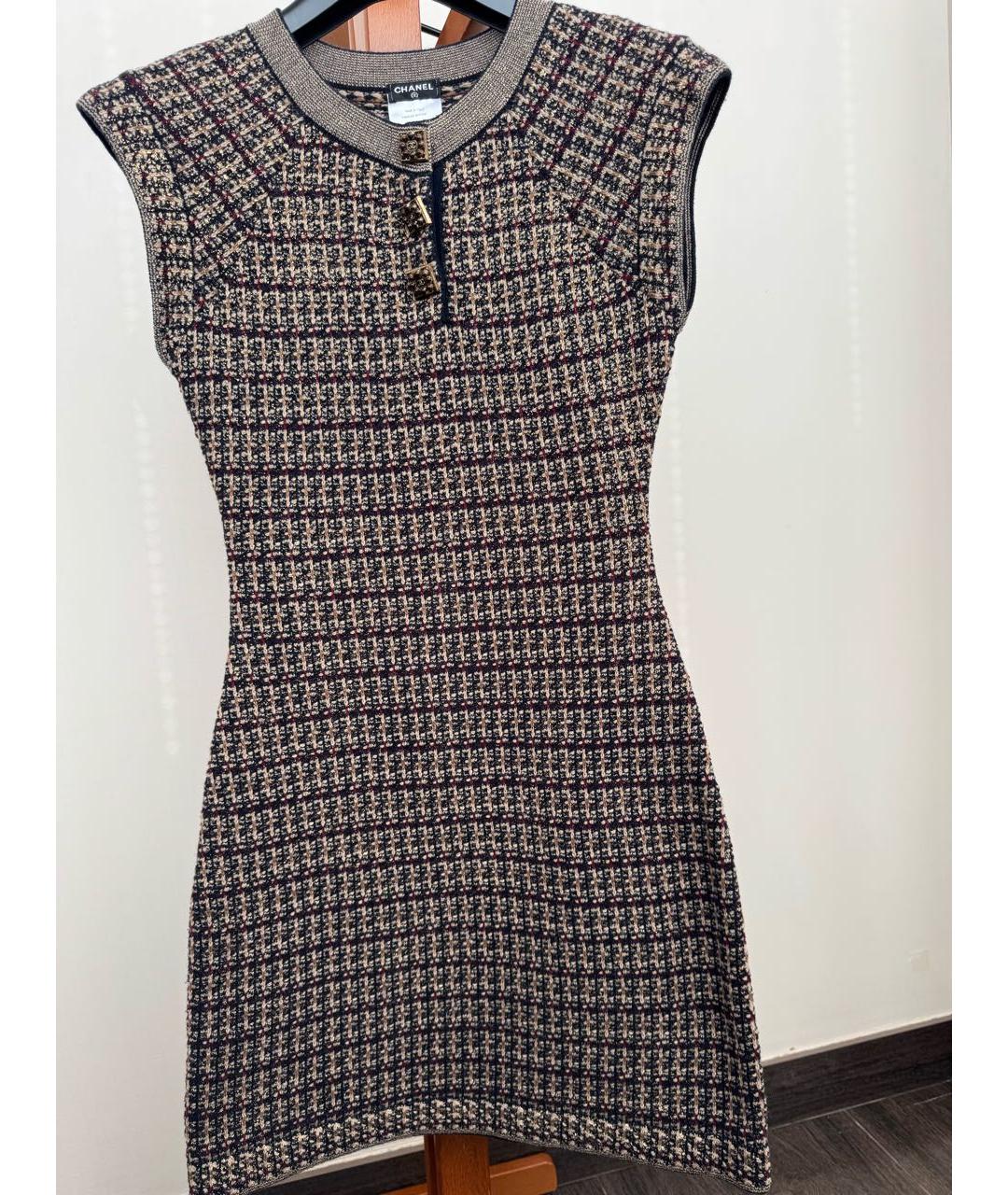 CHANEL Коричневое кашемировое повседневное платье, фото 9