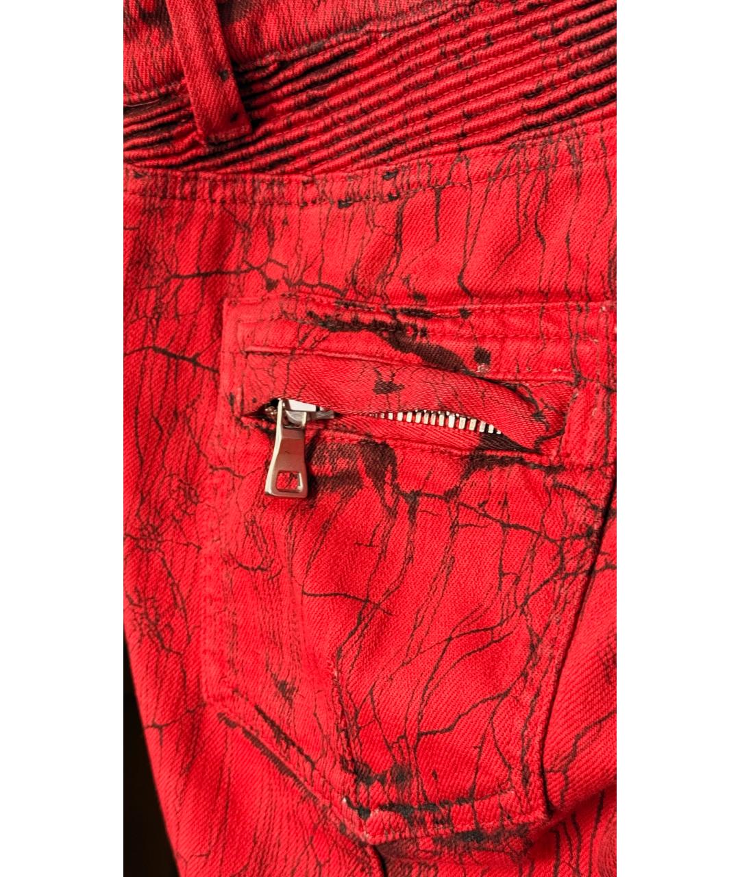 BALMAIN Красные джинсы клеш, фото 3