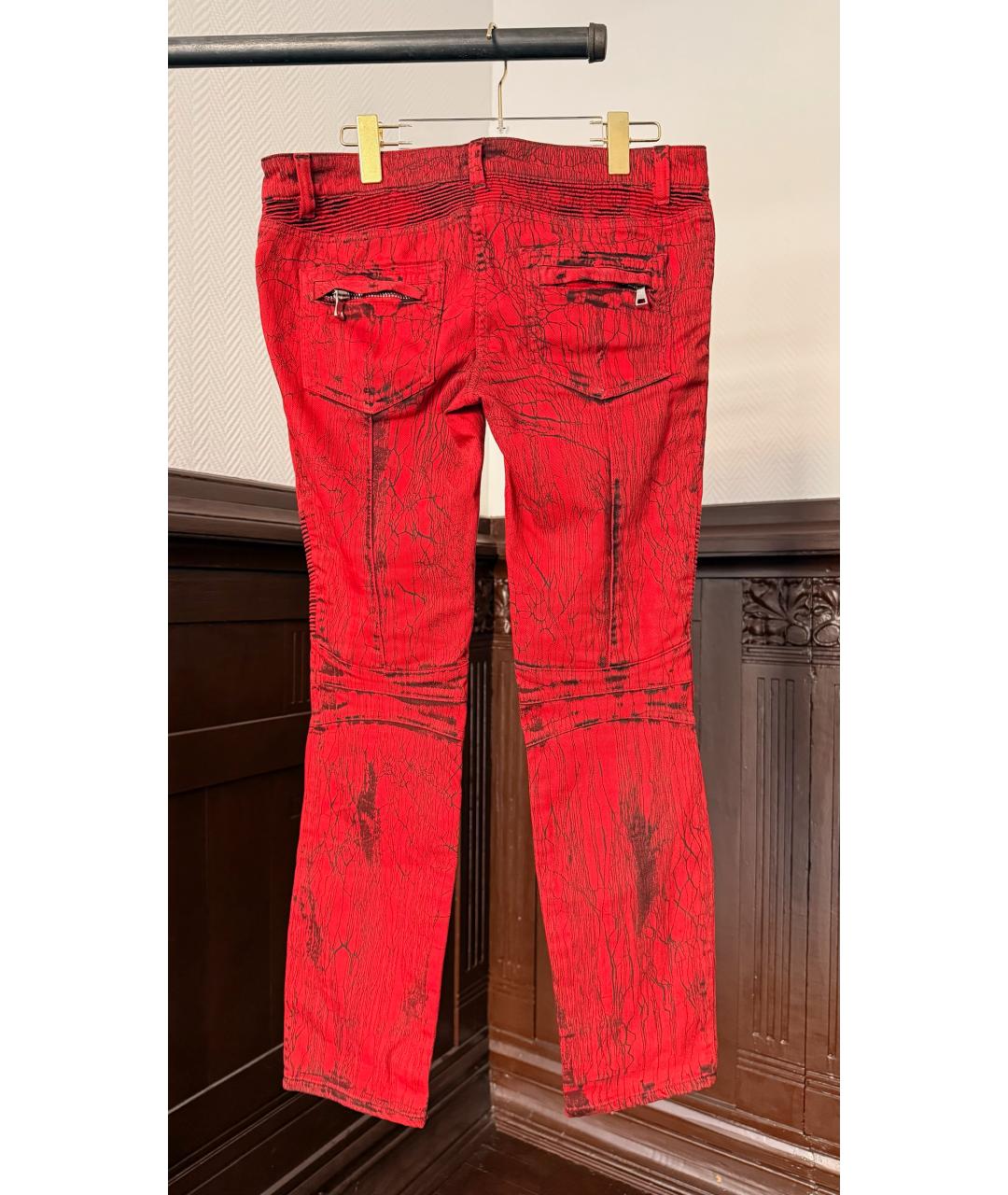 BALMAIN Красные джинсы клеш, фото 2