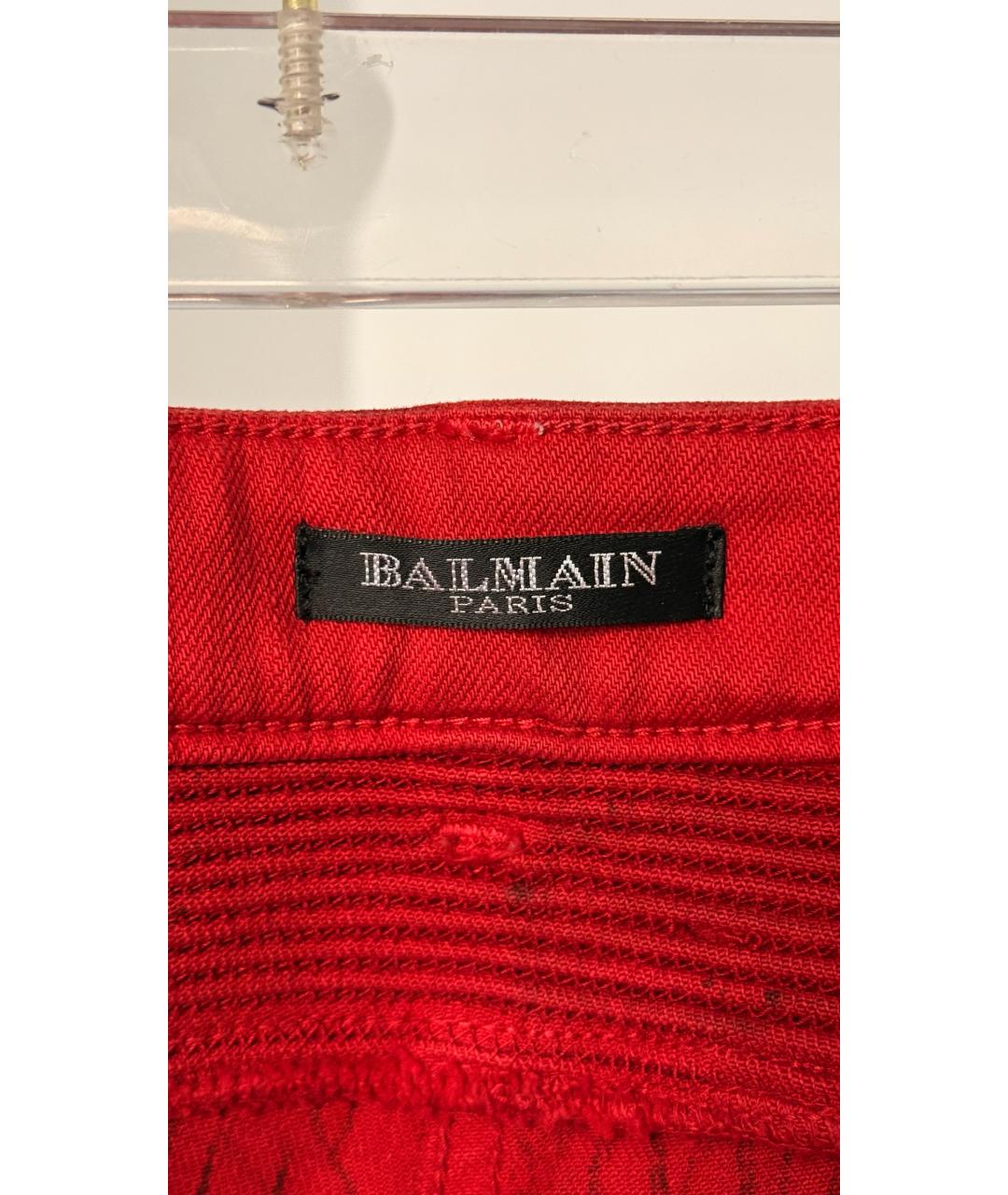 BALMAIN Красные джинсы клеш, фото 5