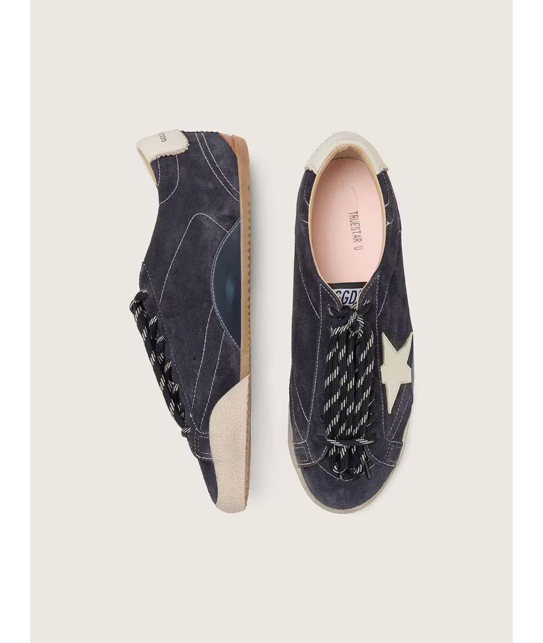 GOLDEN GOOSE DELUXE BRAND Темно-синие кожаные кроссовки, фото 3