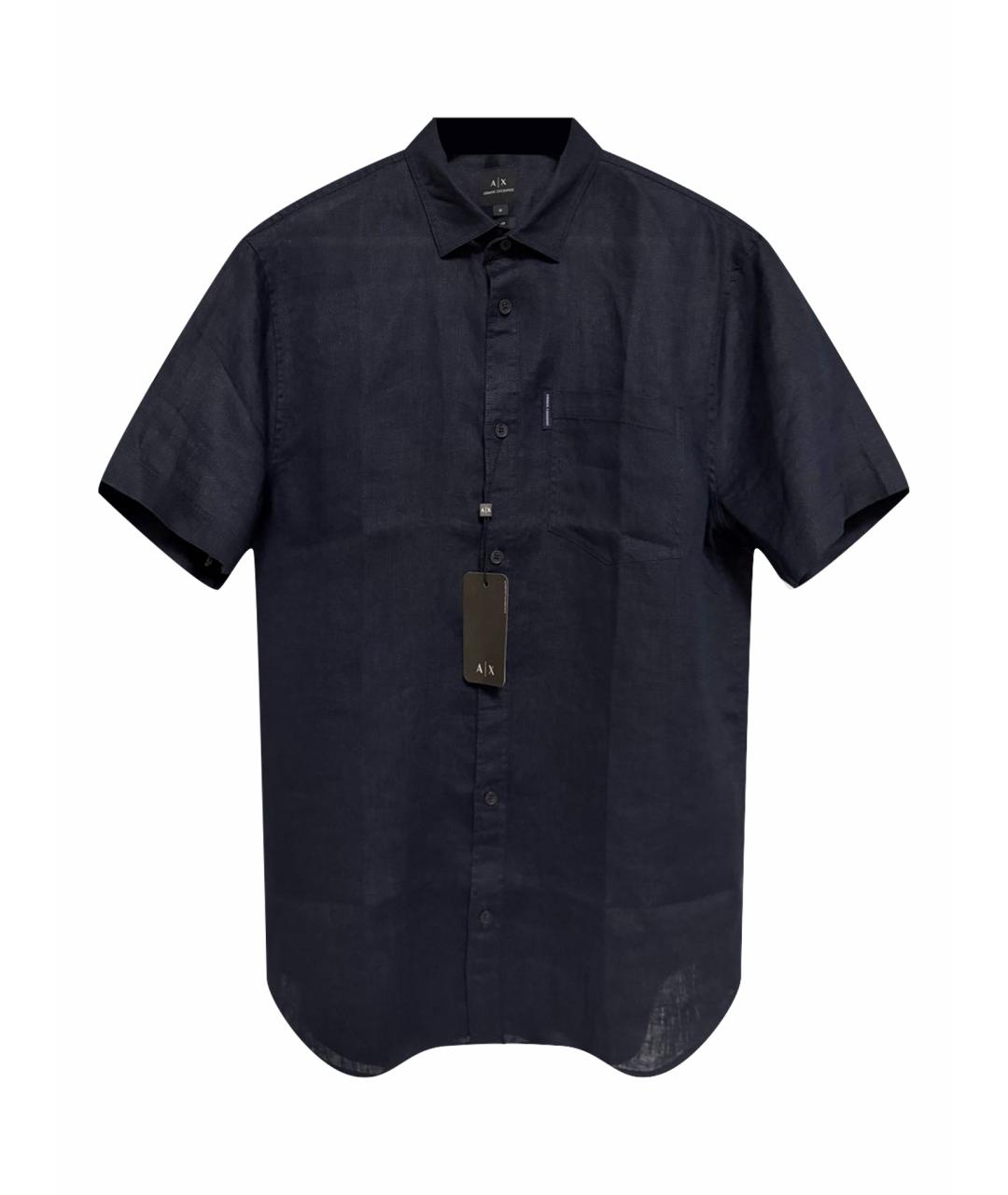 ARMANI EXCHANGE Темно-синяя льняная кэжуал рубашка, фото 1