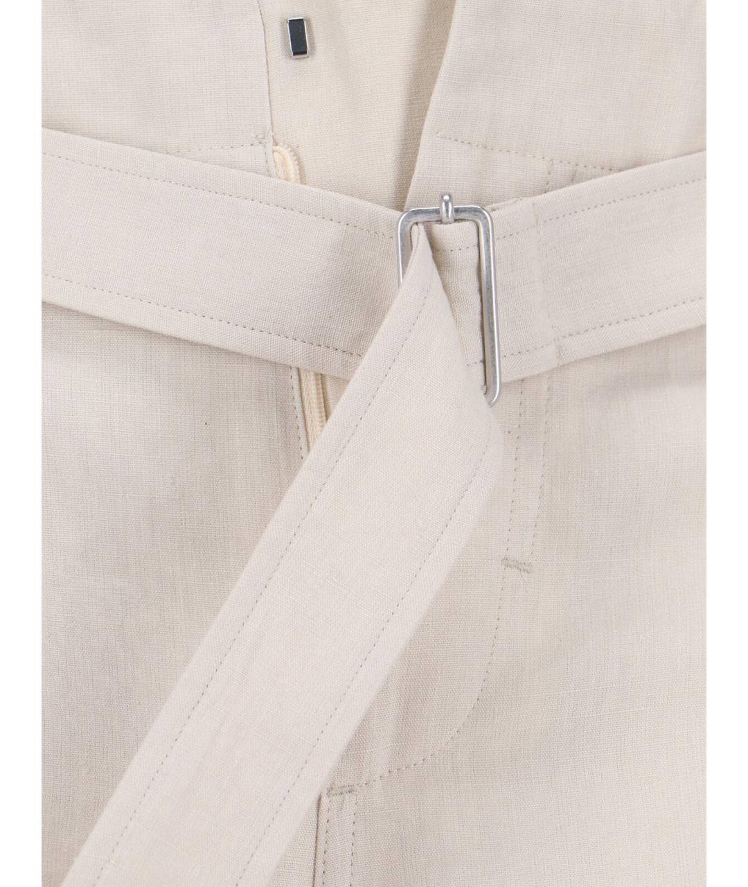 LARDINI Белые льняные повседневные брюки, фото 5