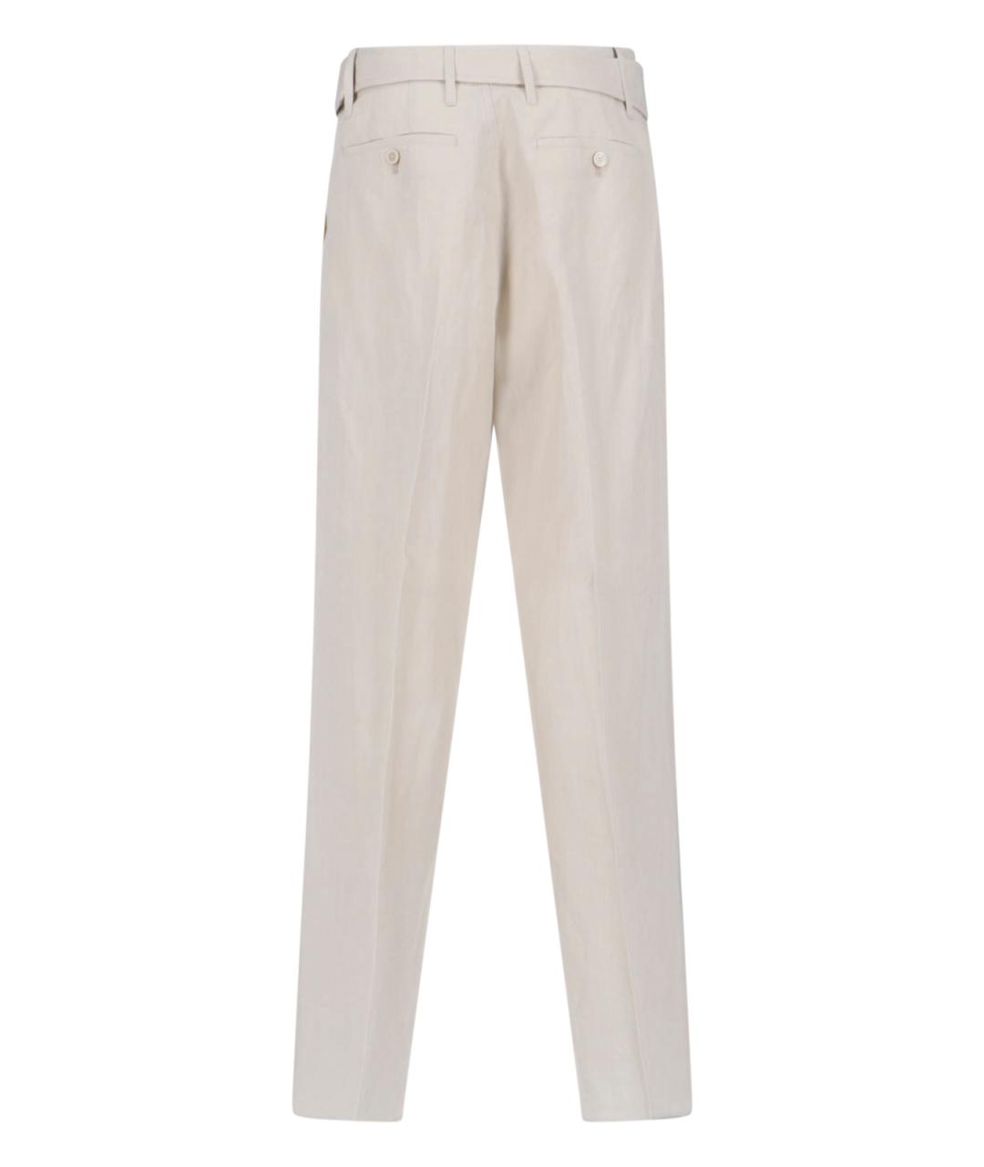 LARDINI Белые льняные повседневные брюки, фото 2