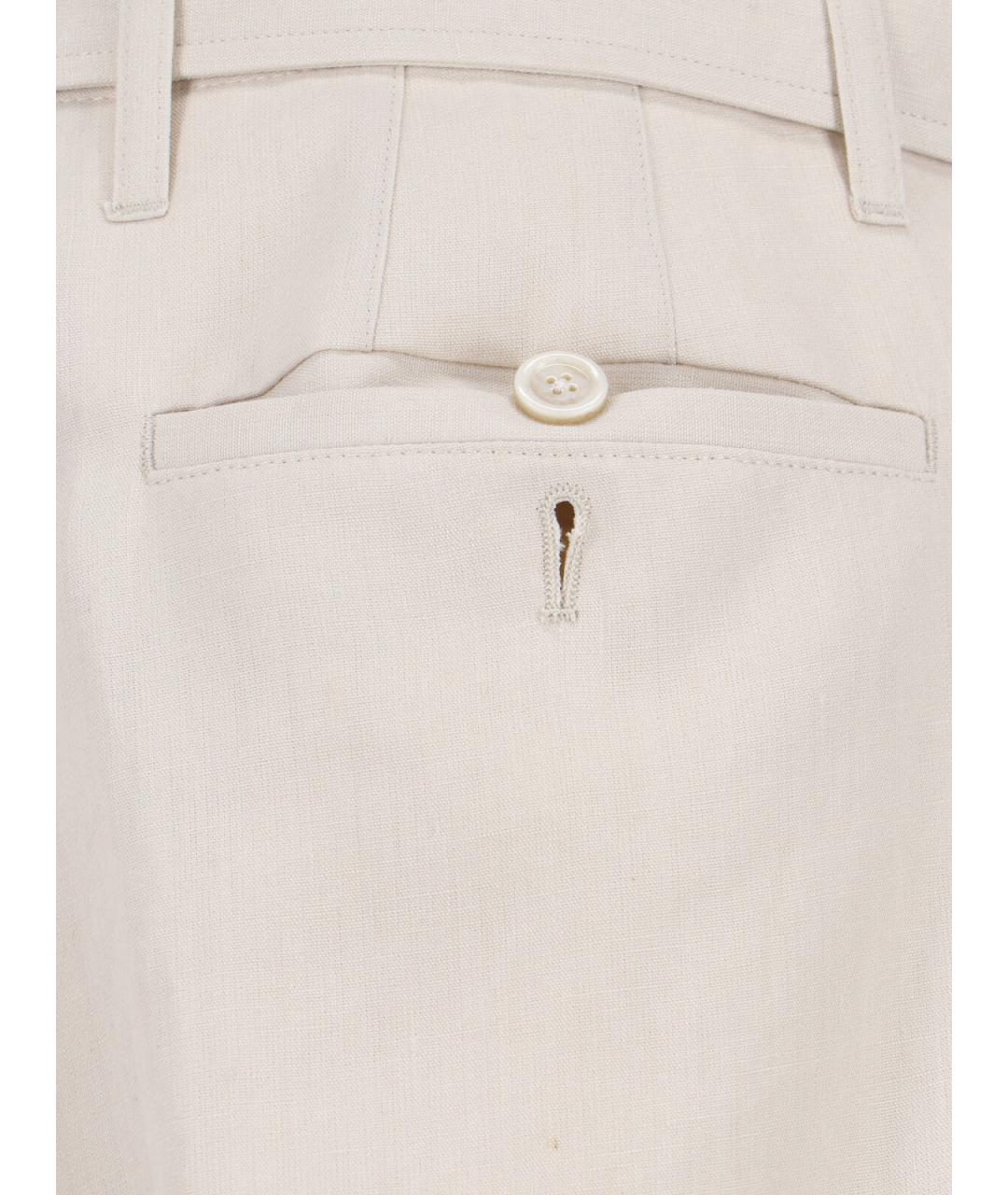 LARDINI Белые льняные повседневные брюки, фото 4