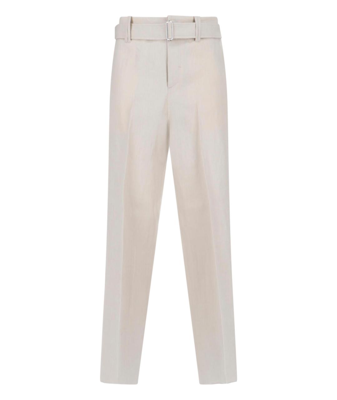 LARDINI Белые льняные повседневные брюки, фото 1