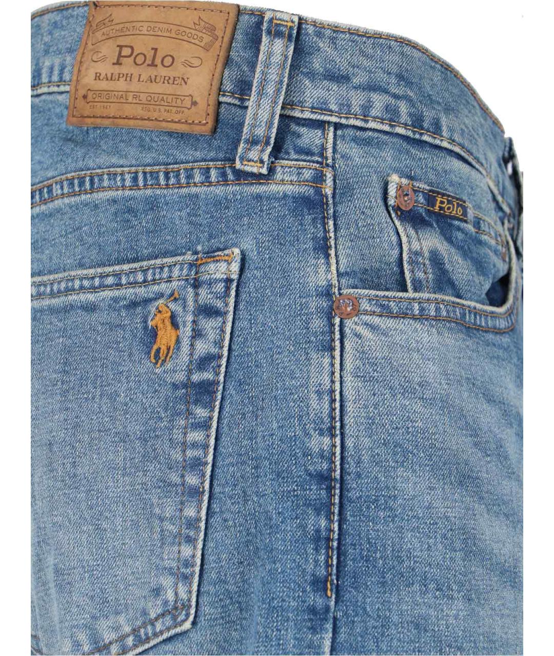 POLO RALPH LAUREN Синие хлопковые прямые джинсы, фото 4
