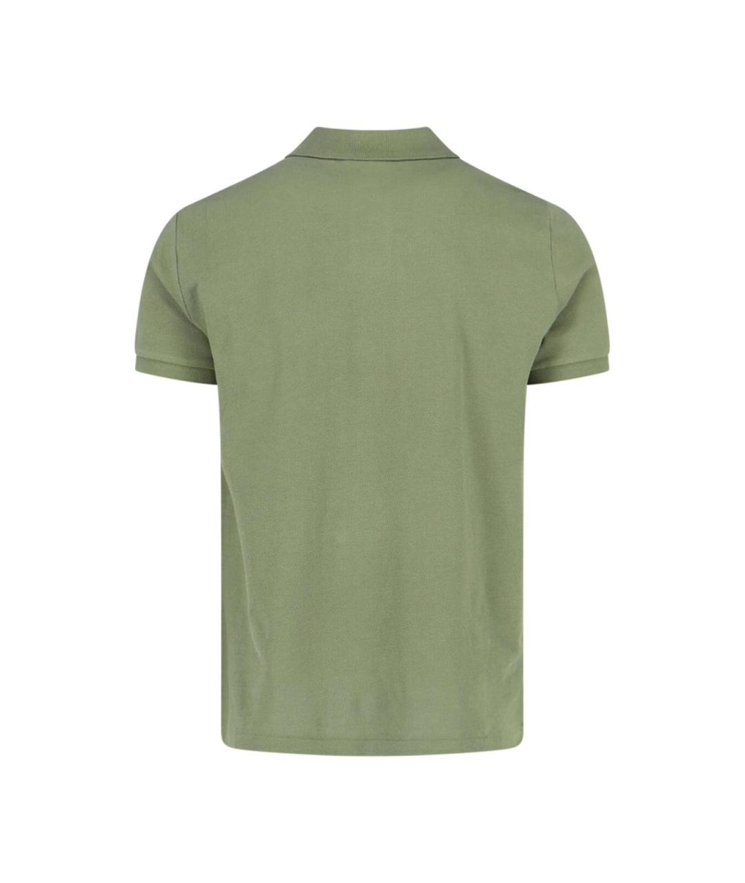 POLO RALPH LAUREN Зеленые хлопковое поло с коротким рукавом, фото 2