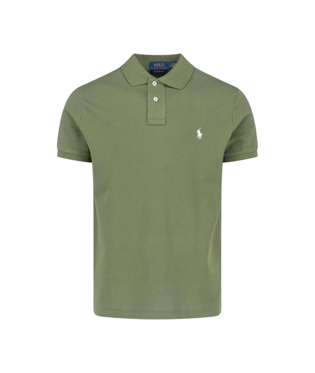 POLO RALPH LAUREN Зеленые хлопковое поло с коротким рукавом, фото 1
