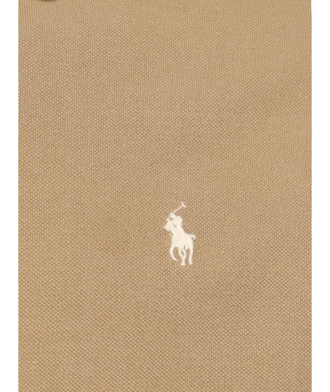 POLO RALPH LAUREN Бежевое хлопковое поло с коротким рукавом, фото 3