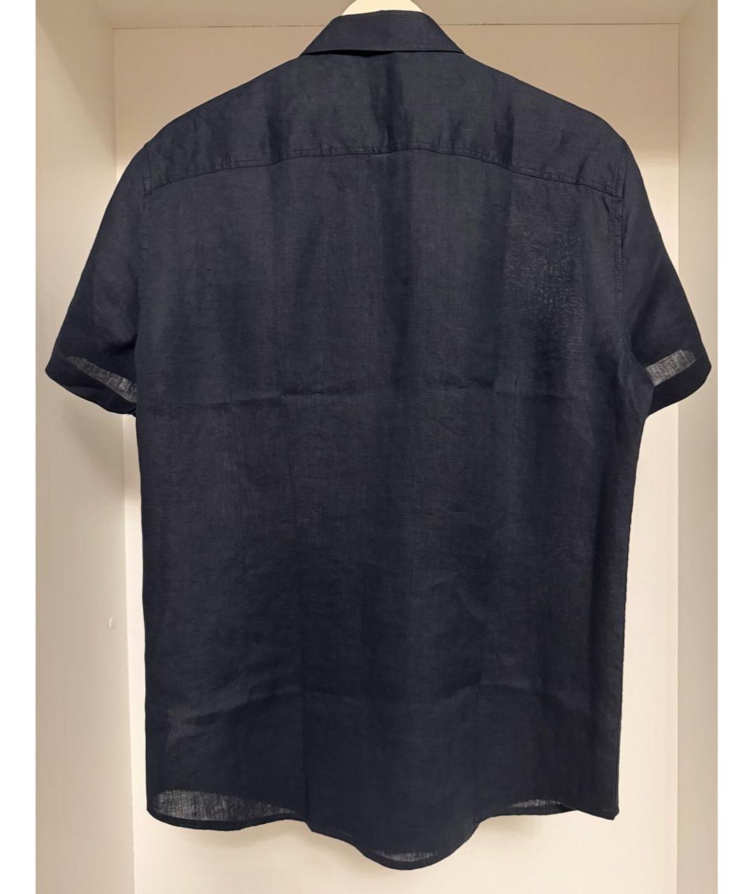 ARMANI EXCHANGE Темно-синяя льняная рубашка, фото 2