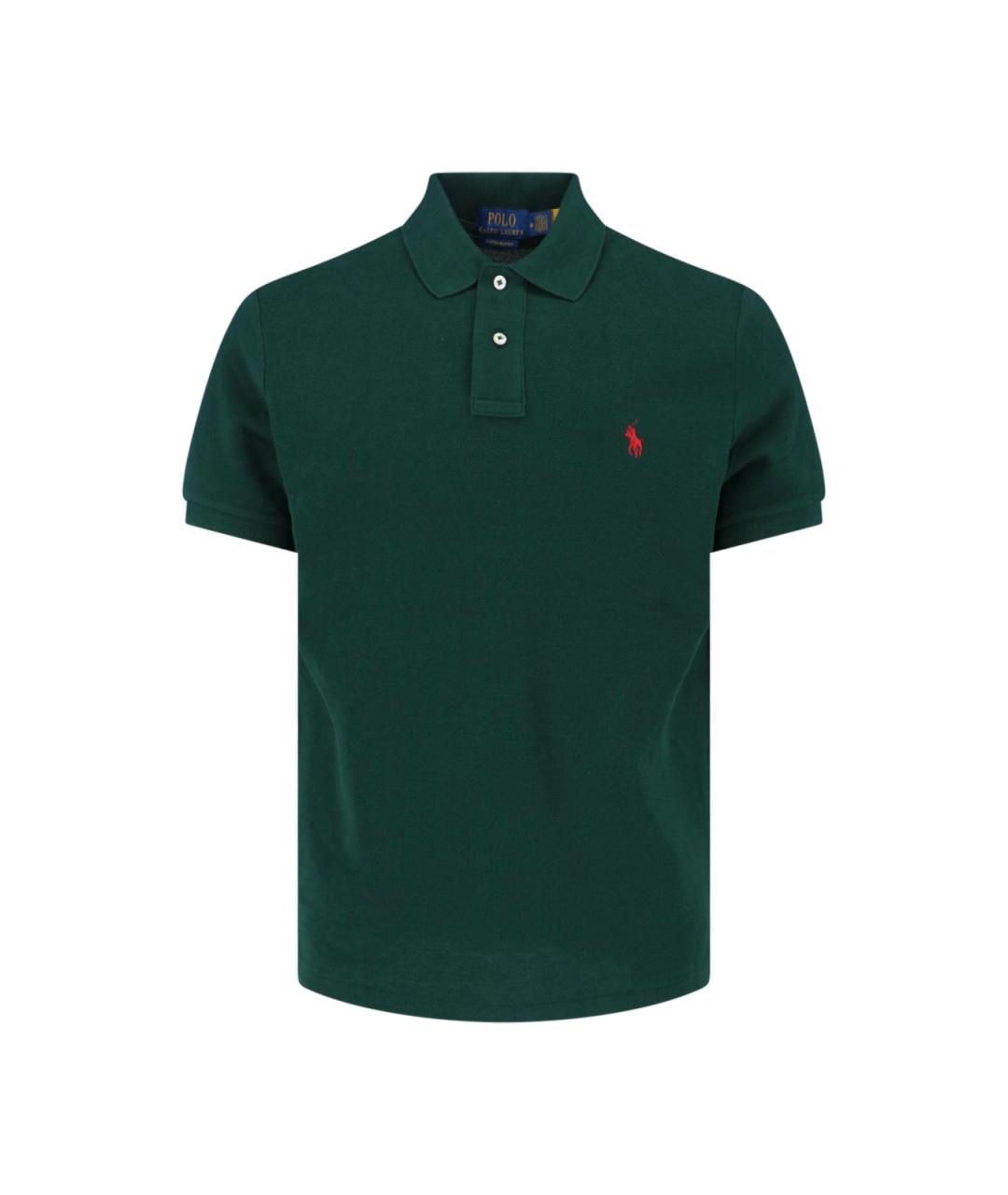 POLO RALPH LAUREN Зеленые хлопковое поло с коротким рукавом, фото 1