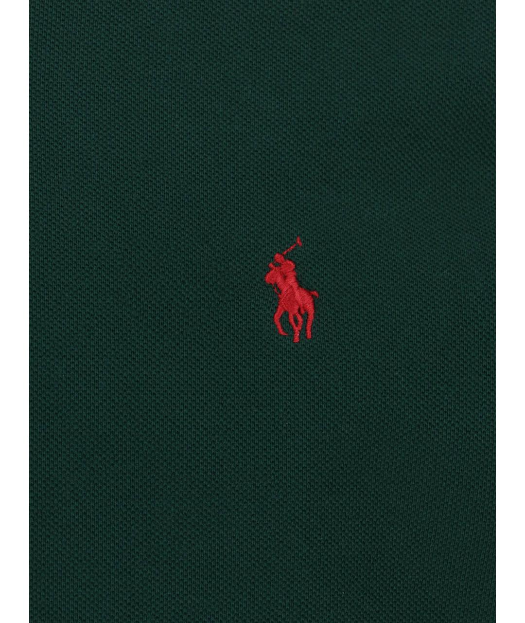POLO RALPH LAUREN Зеленые хлопковое поло с коротким рукавом, фото 3