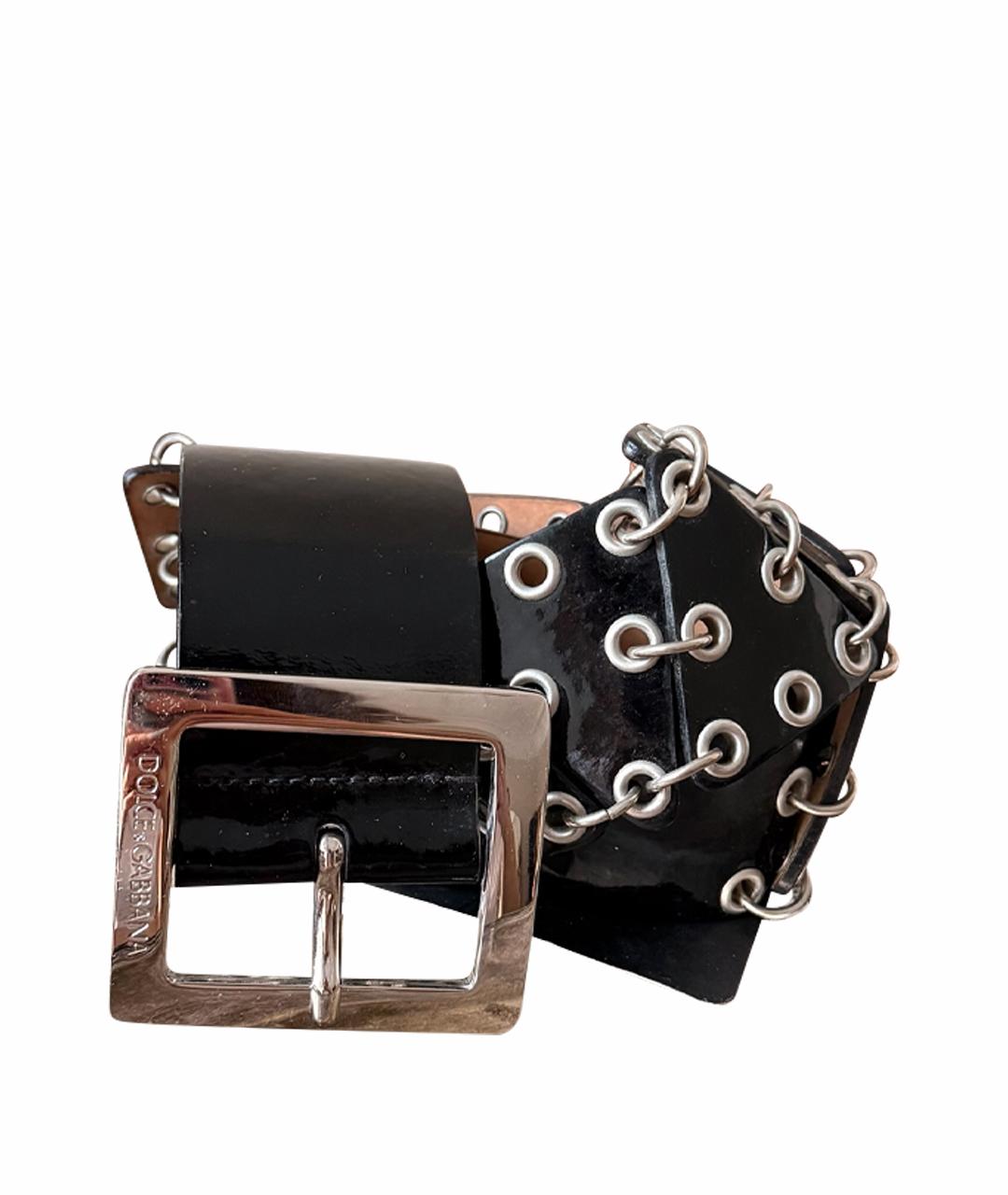 DOLCE&GABBANA Черный ремень из лакированной кожи, фото 1