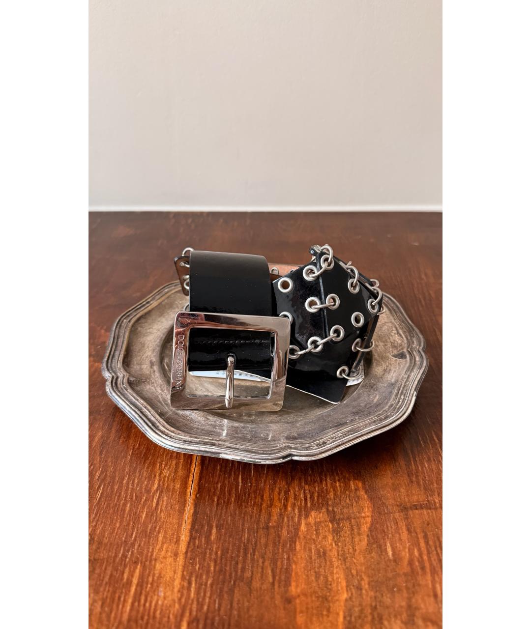 DOLCE&GABBANA Черный ремень из лакированной кожи, фото 5