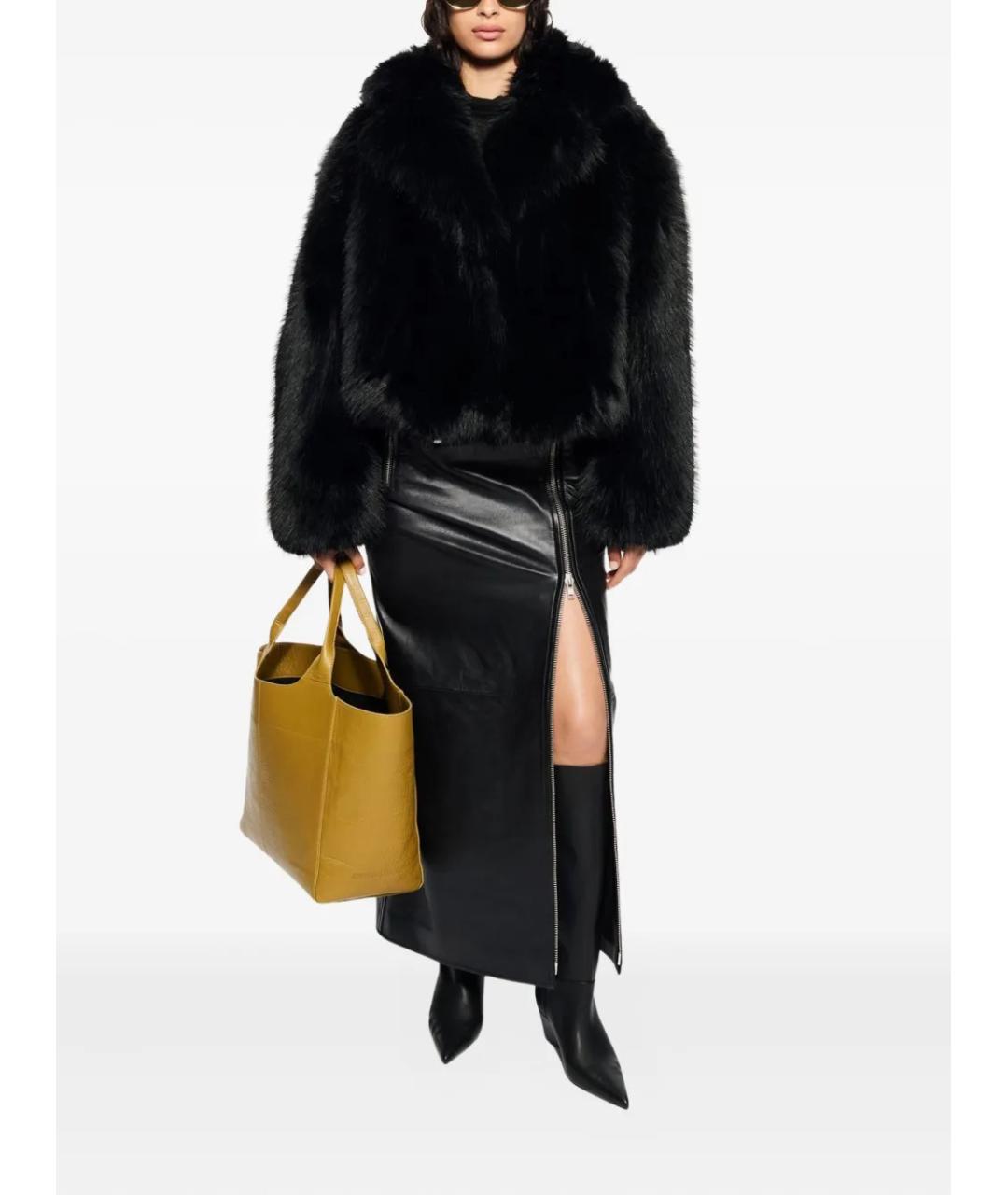 STAND STUDIO Черная полиэстеровая шуба, фото 2