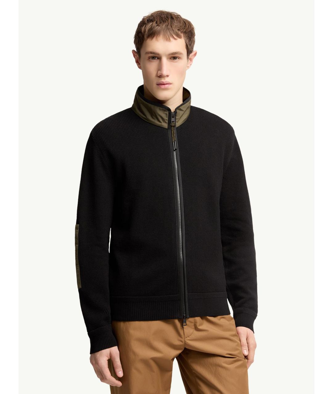 MONCLER Черный хлопковый кардиган, фото 3