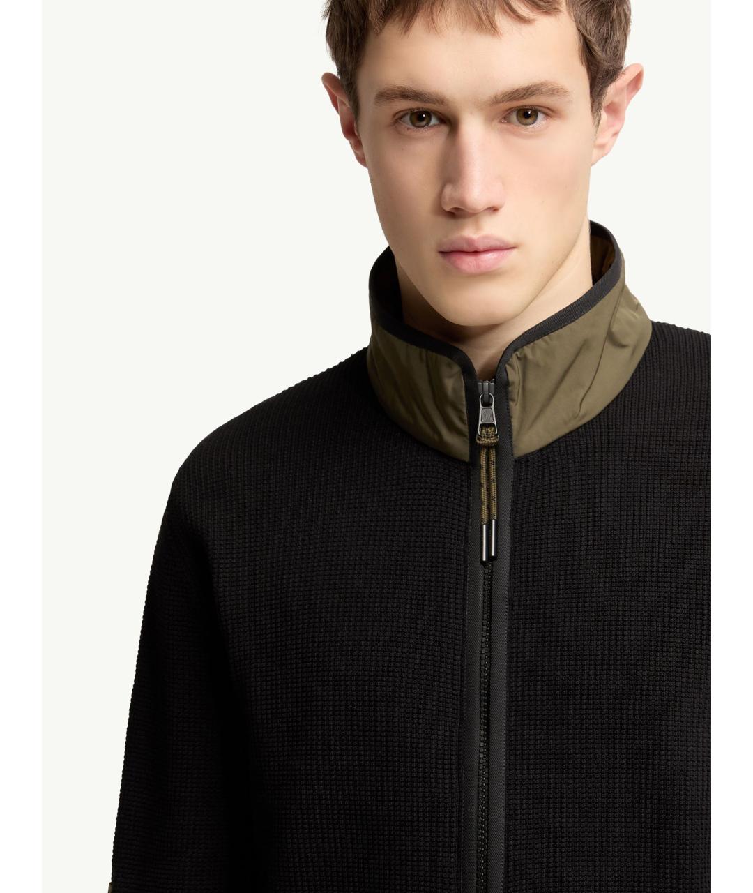 MONCLER Черный хлопковый кардиган, фото 6