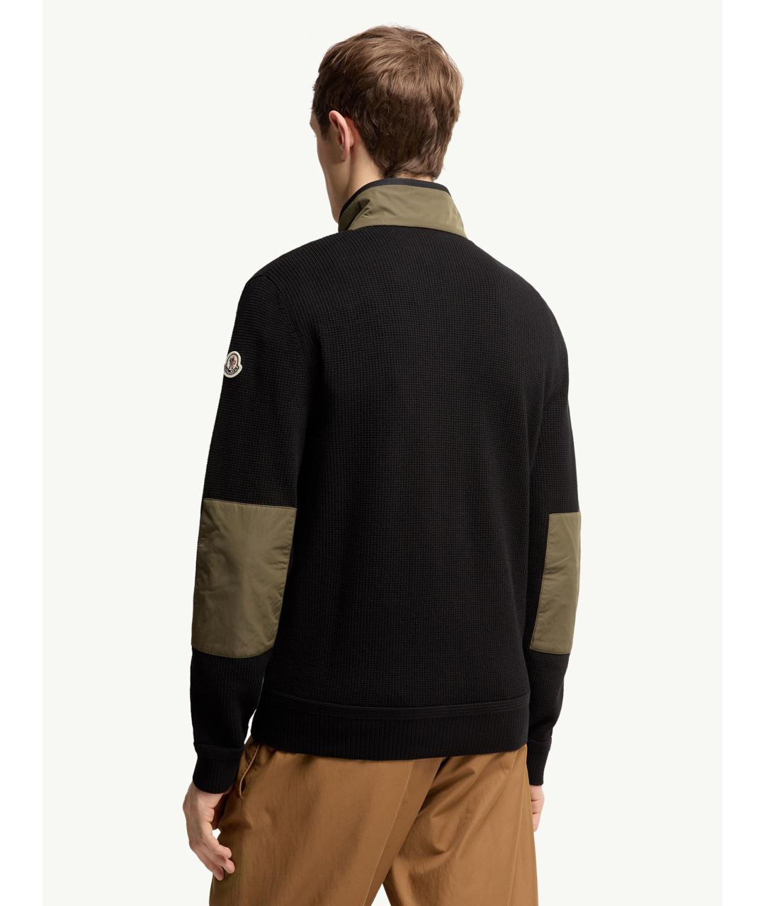 MONCLER Черный хлопковый кардиган, фото 4