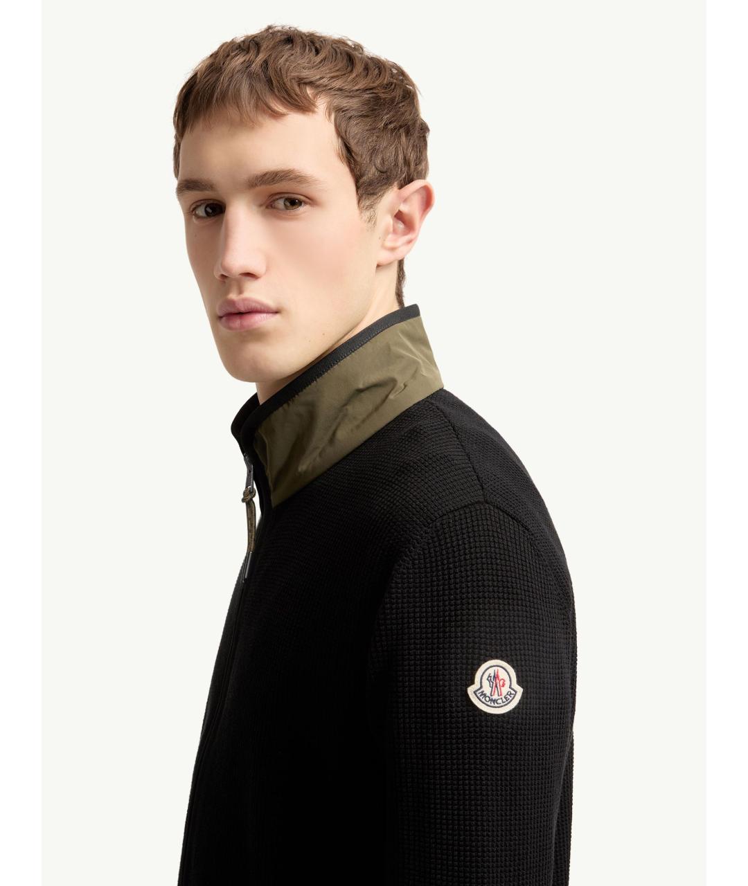 MONCLER Черный хлопковый кардиган, фото 5