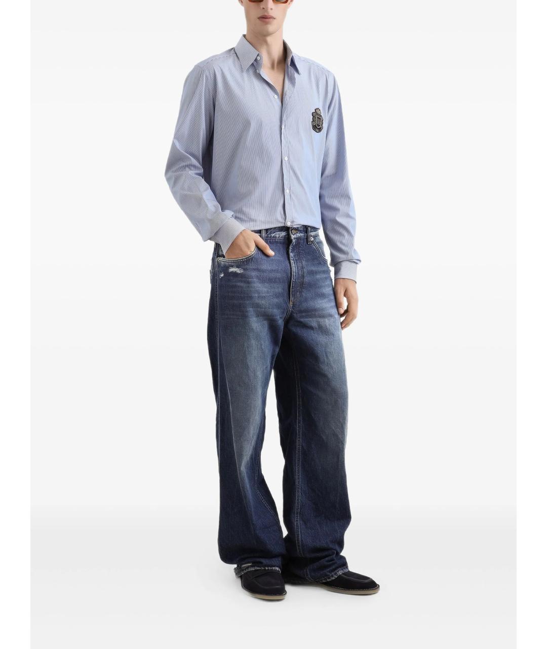 DOLCE&GABBANA Голубая хлопковая кэжуал рубашка, фото 2