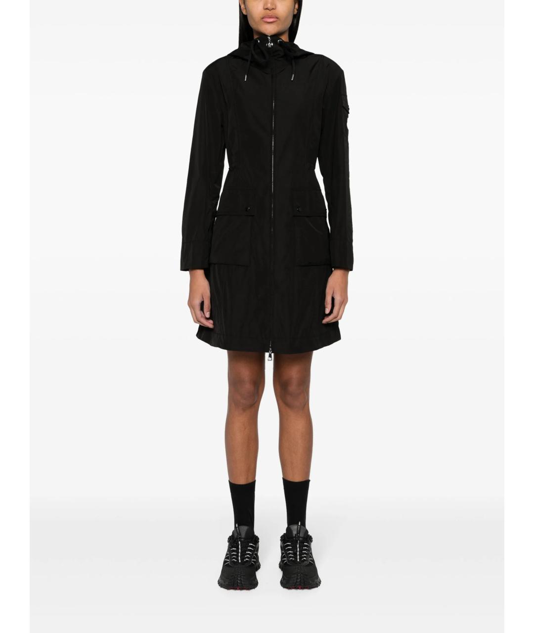 MONCLER Черное полиэстеровое пальто, фото 2