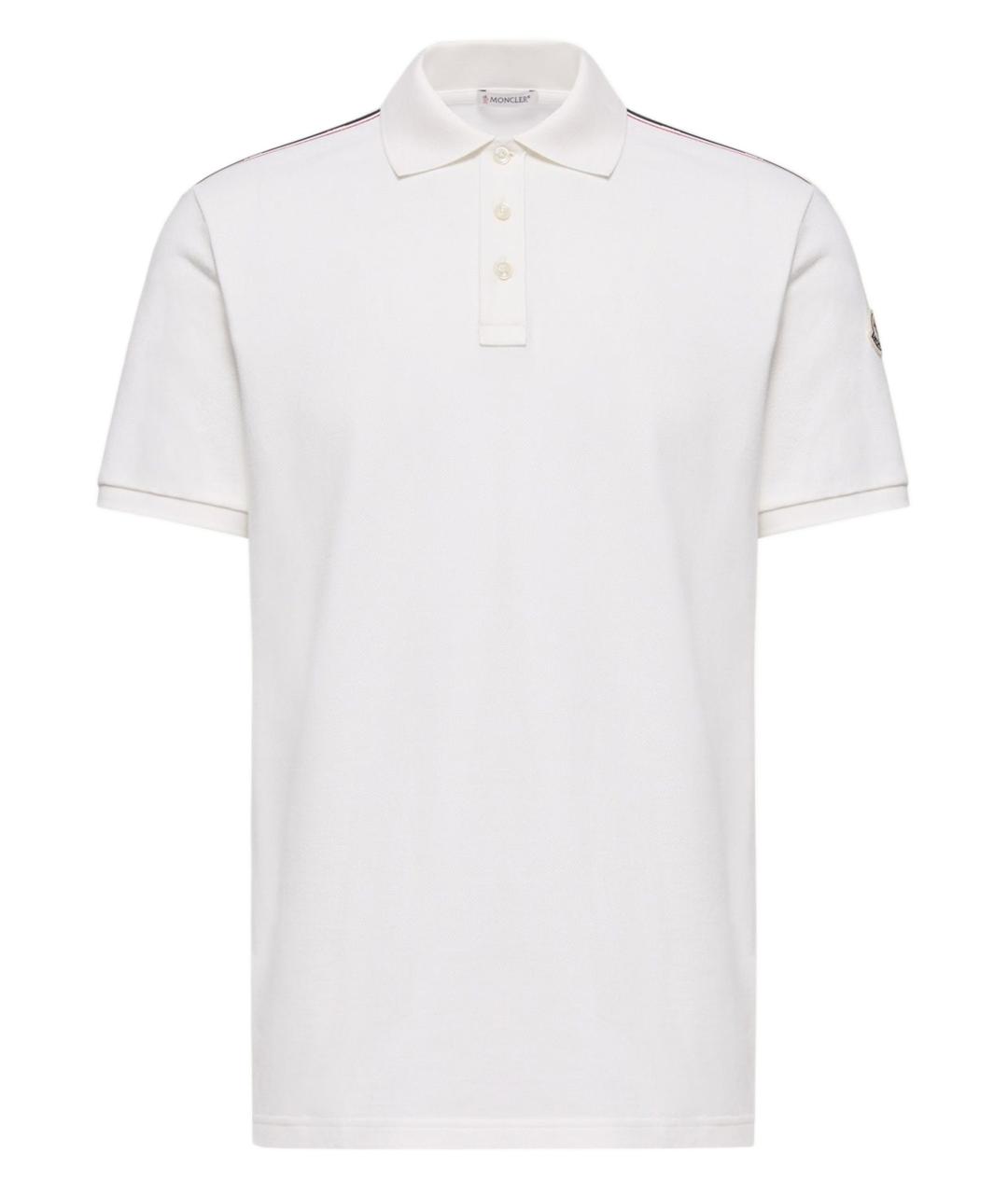 MONCLER Белое хлопковое поло с коротким рукавом, фото 1