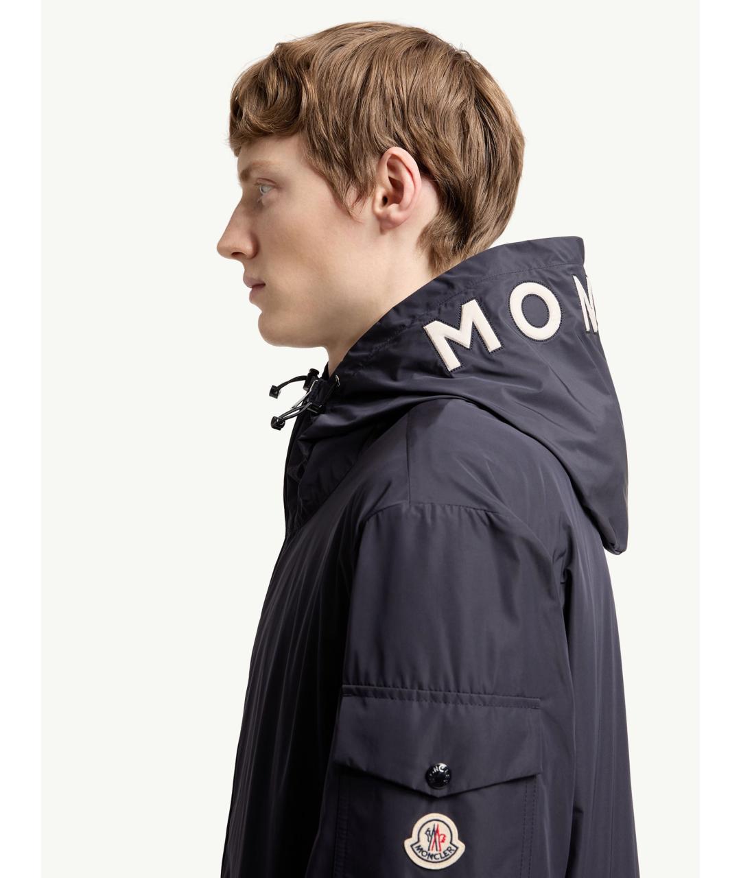 MONCLER Синяя полиэстеровая куртка, фото 4