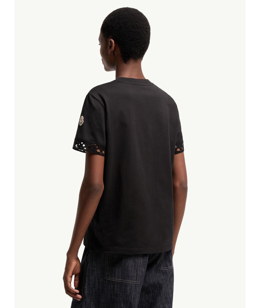 MONCLER Черная хлопковая футболка, фото 4