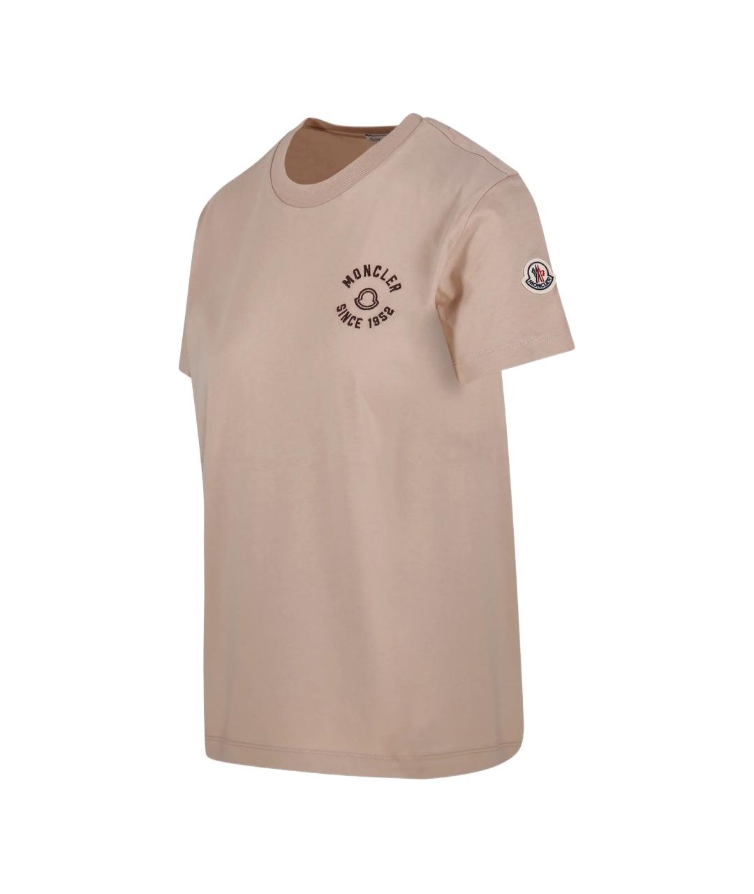 MONCLER Розовая хлопковая футболка, фото 3