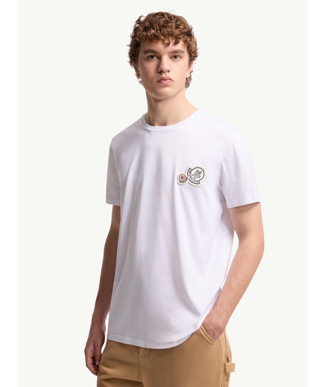 MONCLER Белая хлопковая футболка, фото 4