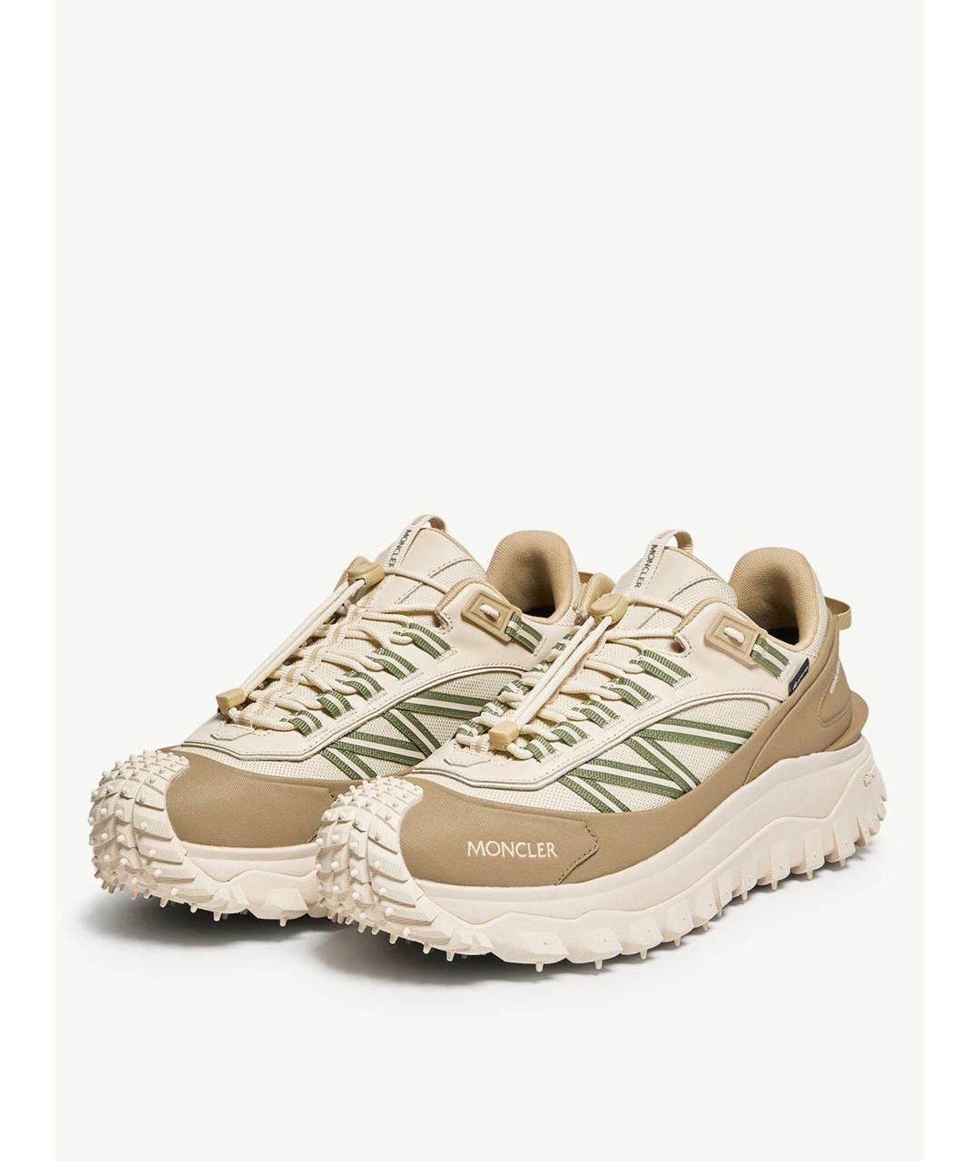 MONCLER Бежевые синтетические низкие кроссовки / кеды, фото 4