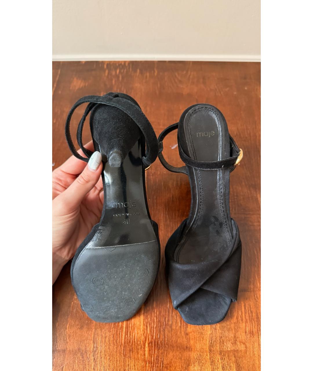 MAJE Черные замшевые босоножки, фото 5