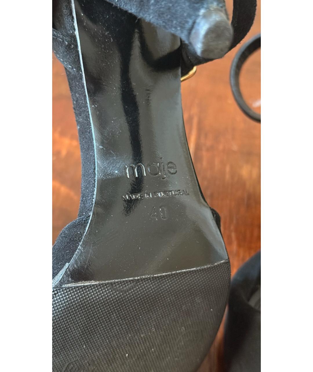 MAJE Черные замшевые босоножки, фото 6