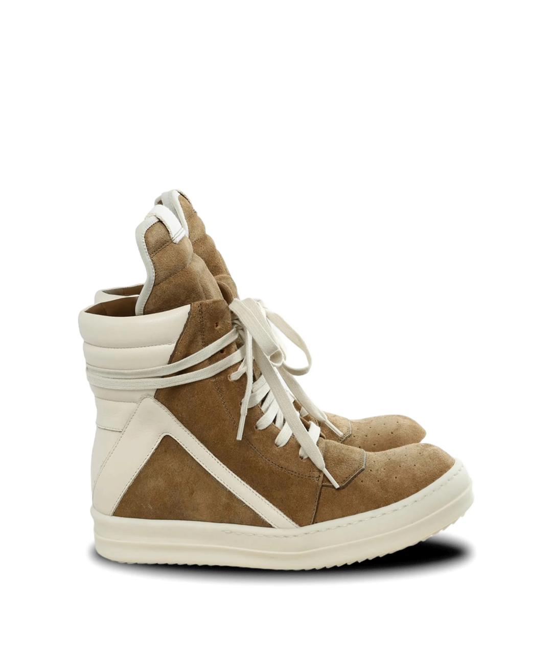 RICK OWENS Коричневые кожаные кроссовки, фото 1