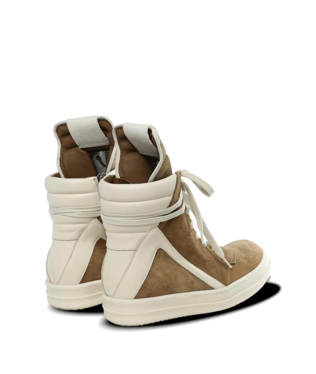 RICK OWENS Коричневые кожаные кроссовки, фото 3