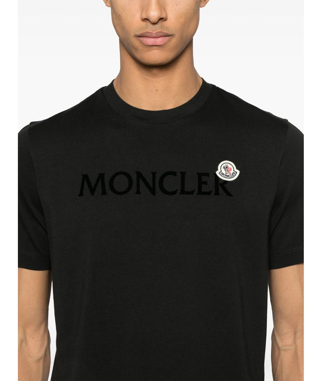 MONCLER Черная хлопковая футболка, фото 4