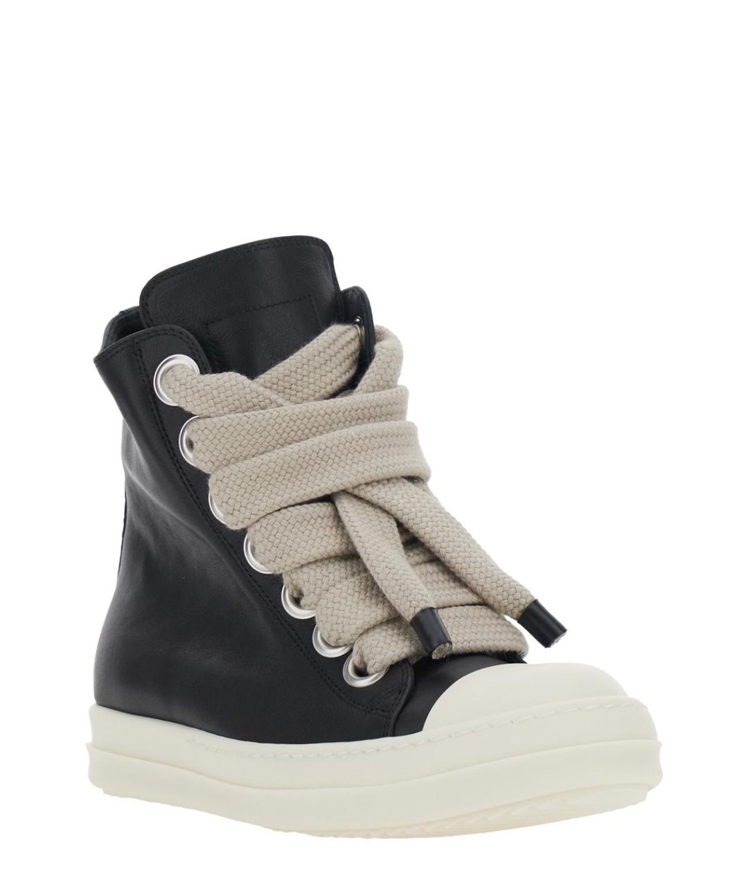 RICK OWENS Черные кожаные кроссовки, фото 2