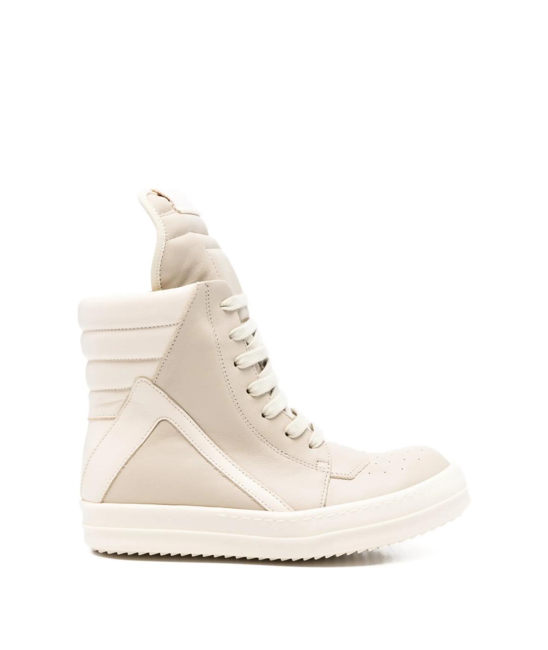 RICK OWENS Бежевые кожаные кроссовки, фото 1