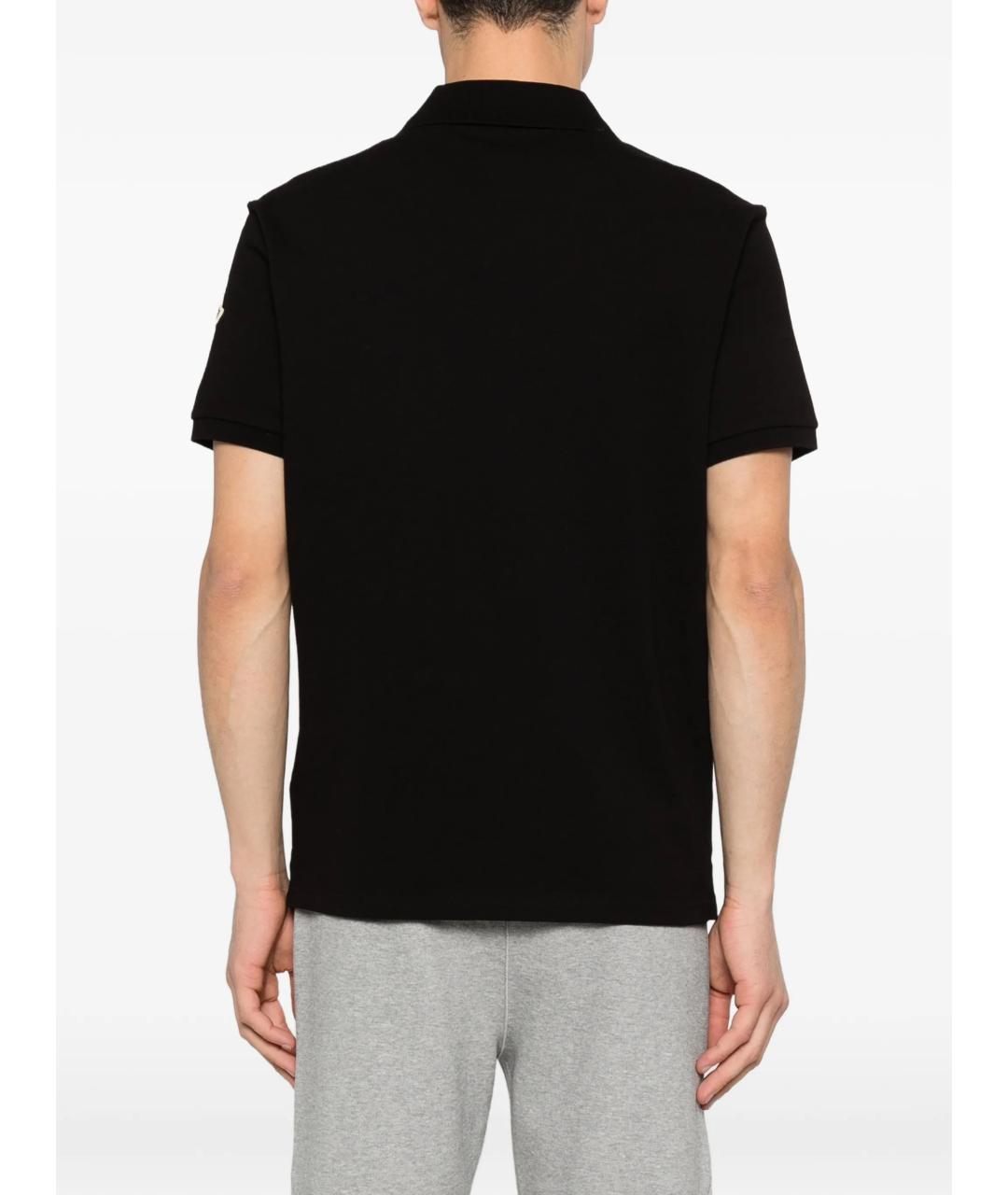 MONCLER Черное хлопковое поло с коротким рукавом, фото 4