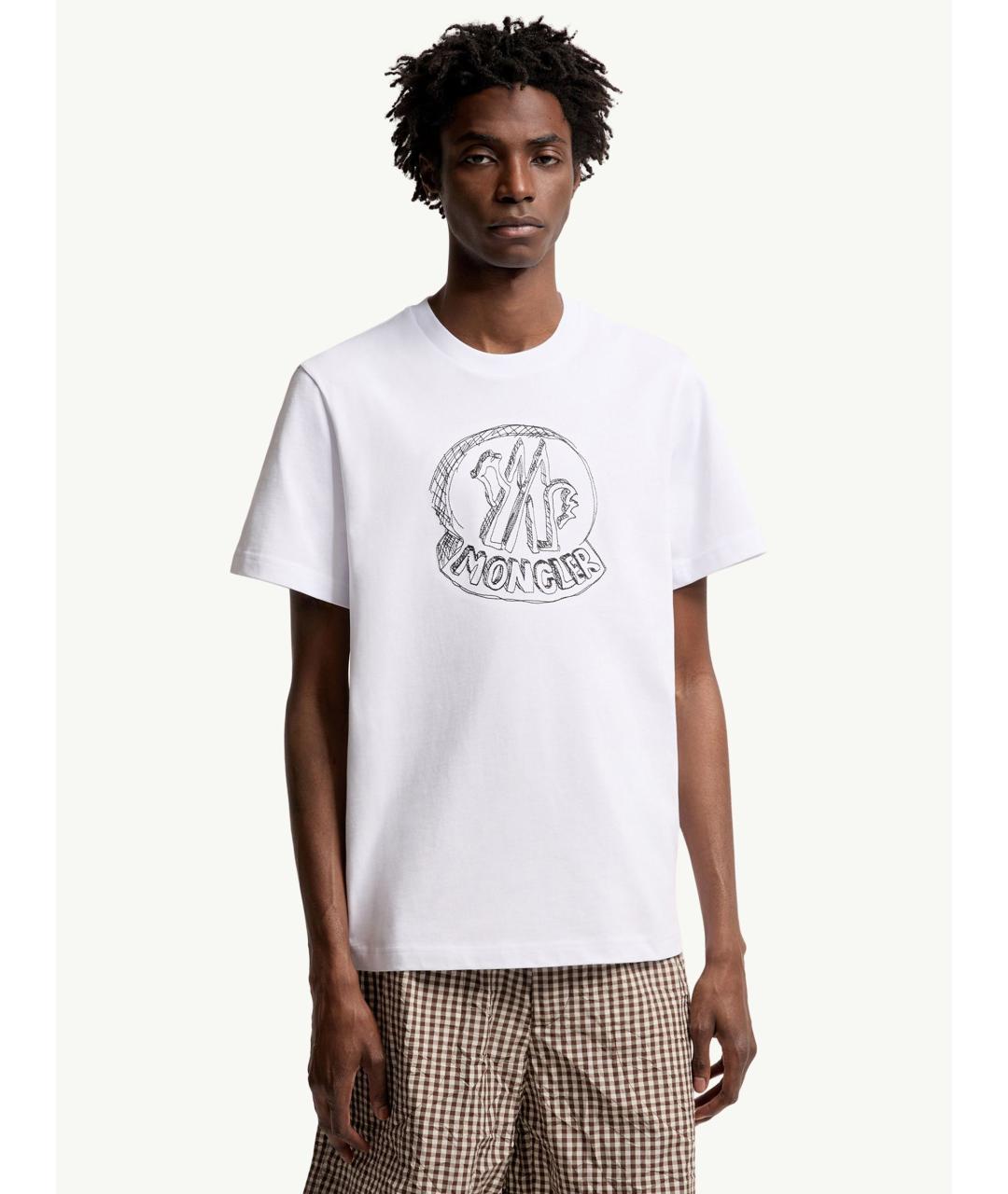 MONCLER Белая хлопковая футболка, фото 4