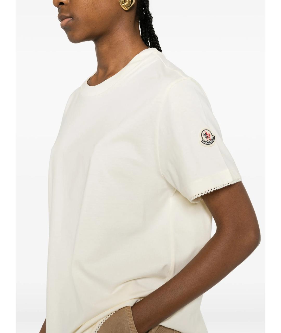 MONCLER Белая хлопковая футболка, фото 5