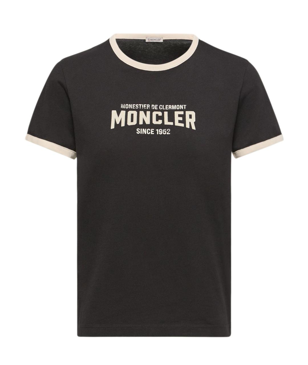 MONCLER Черная хлопковая футболка, фото 1