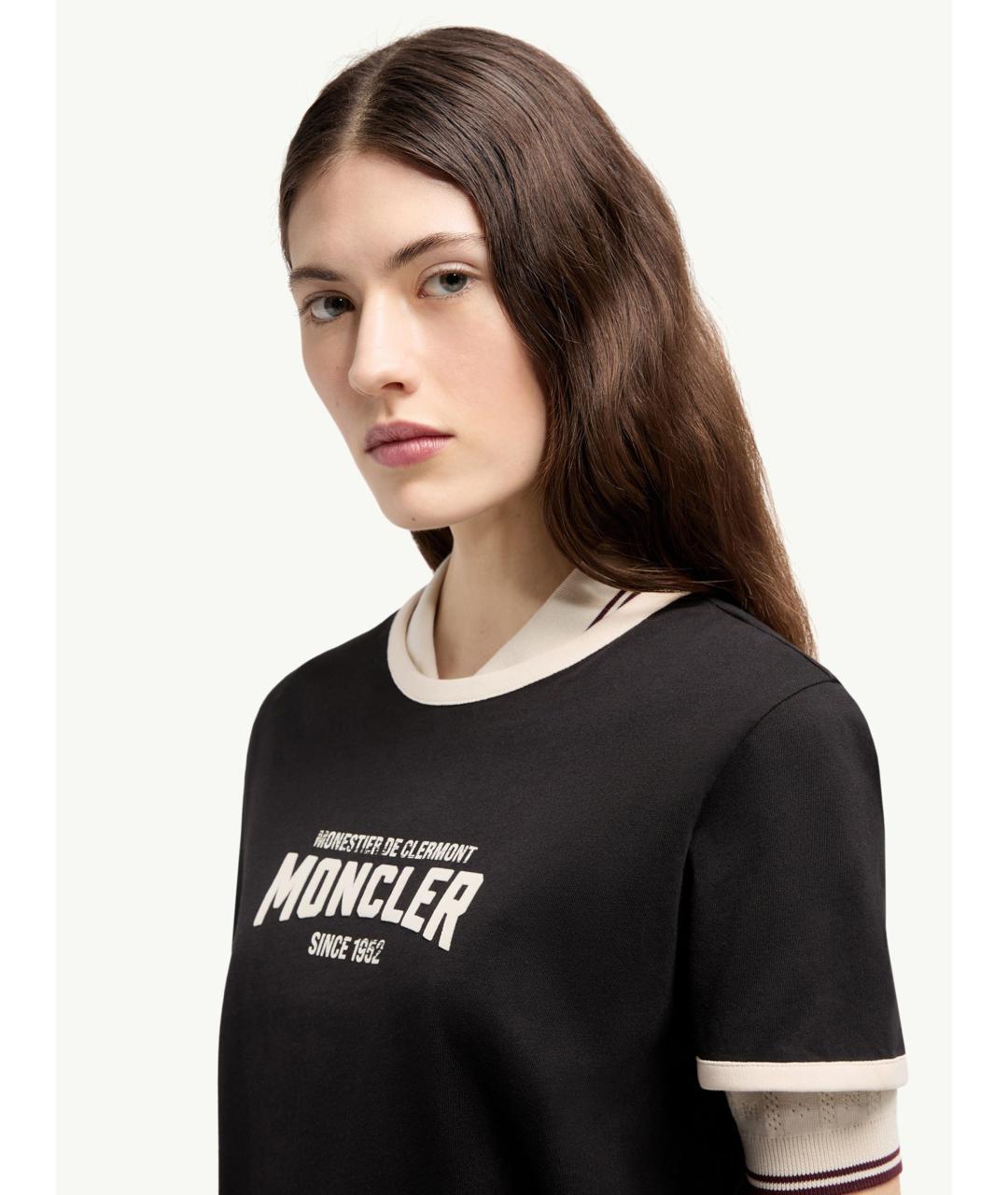 MONCLER Черная хлопковая футболка, фото 3