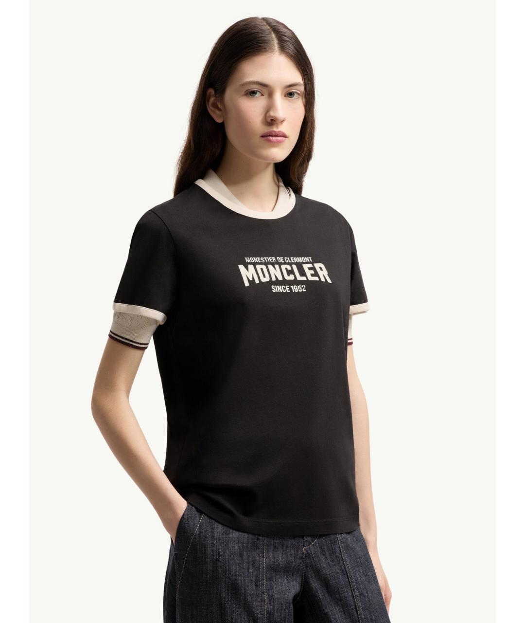 MONCLER Черная хлопковая футболка, фото 4
