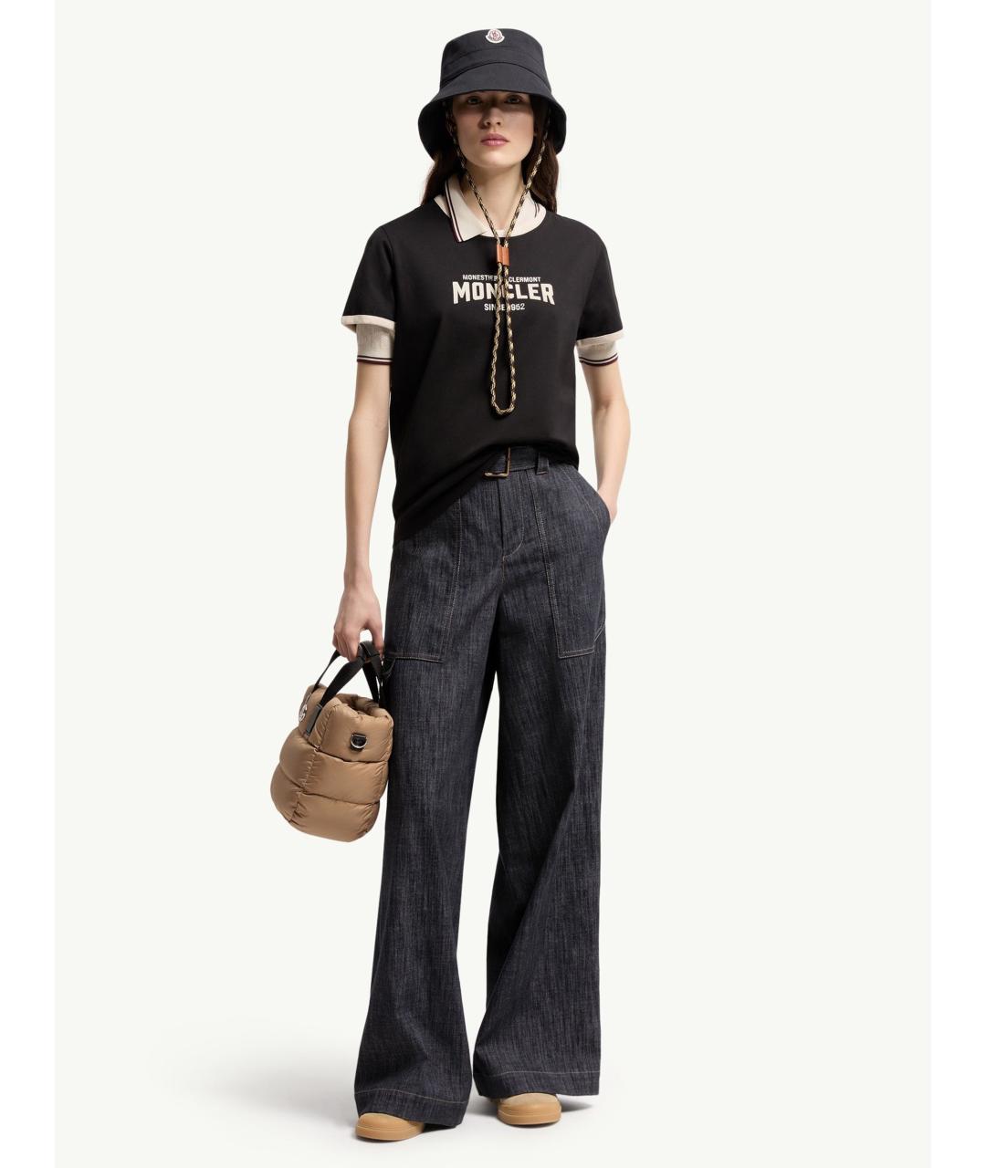 MONCLER Черная хлопковая футболка, фото 2
