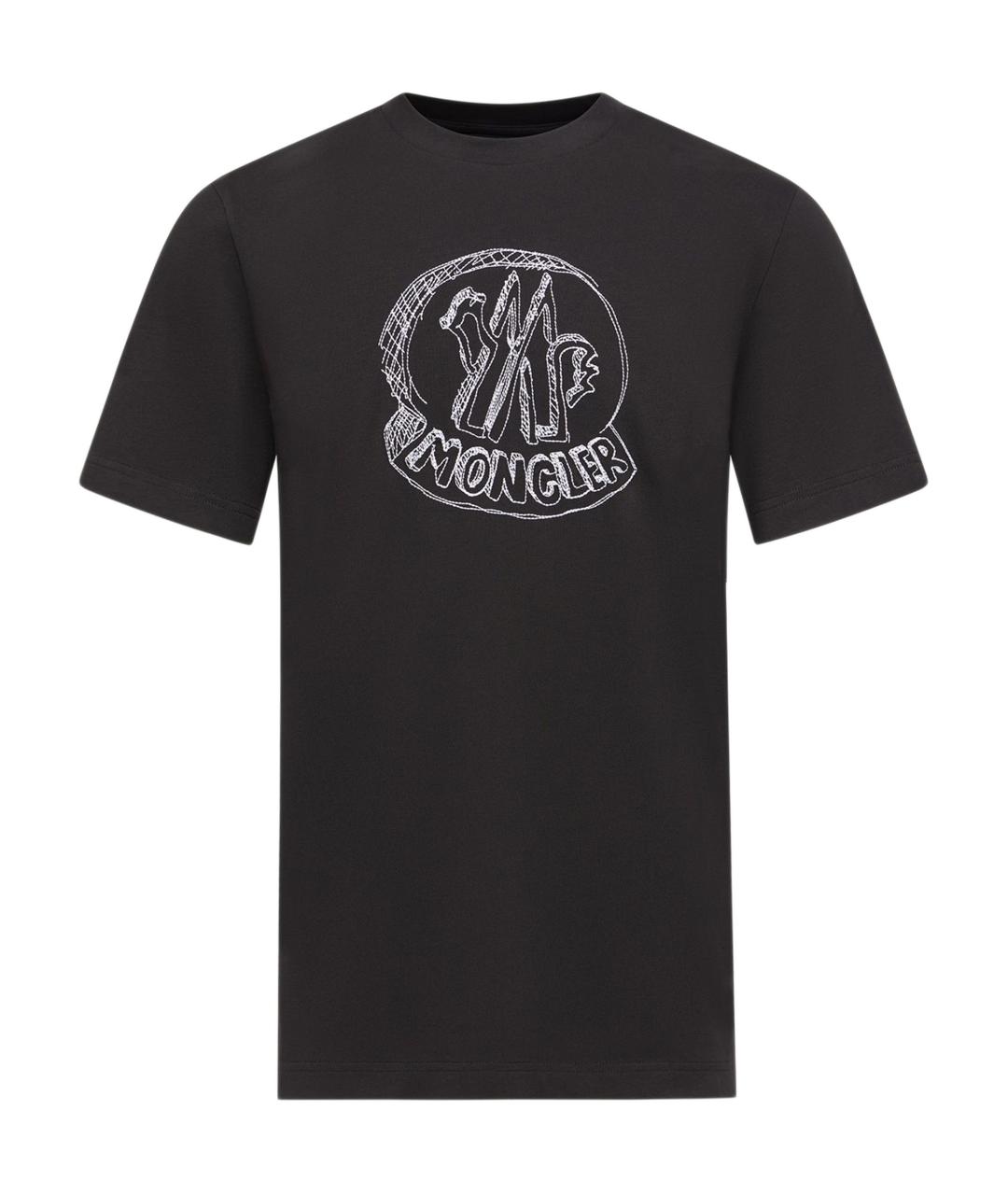 MONCLER Черная хлопковая футболка, фото 1