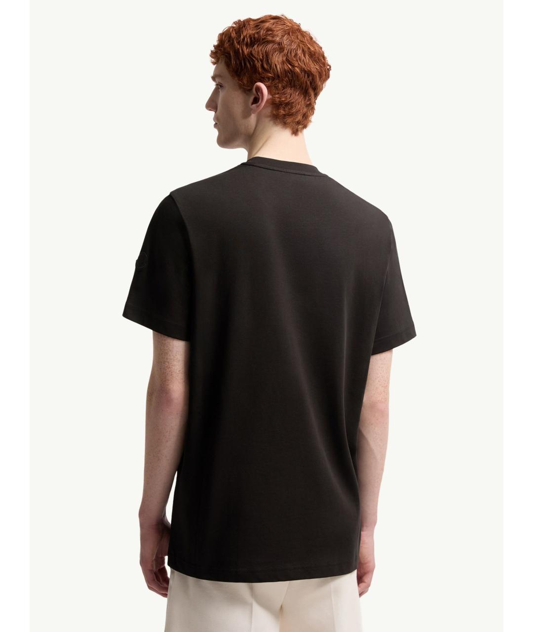 MONCLER Черная хлопковая футболка, фото 5