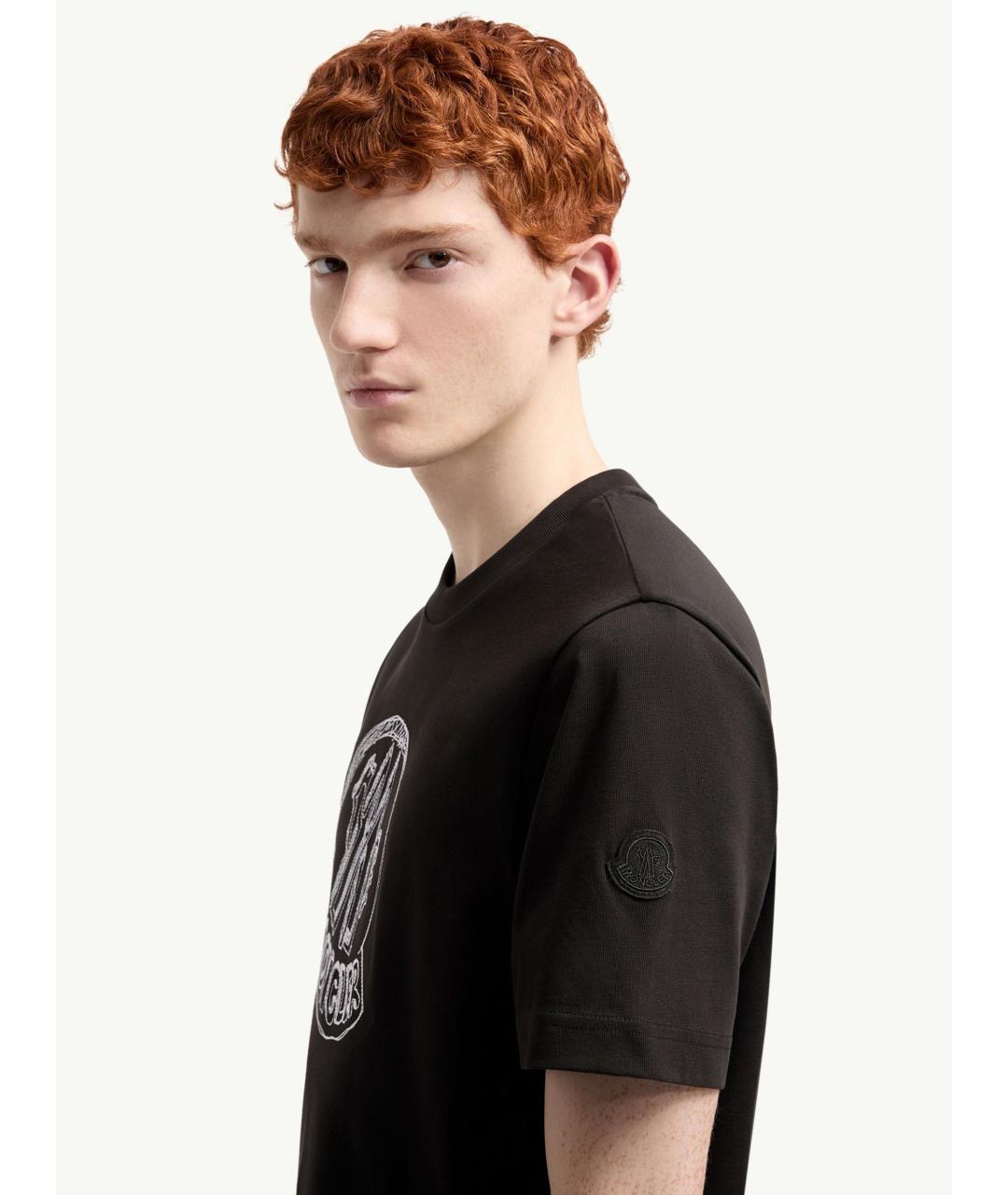 MONCLER Черная хлопковая футболка, фото 4
