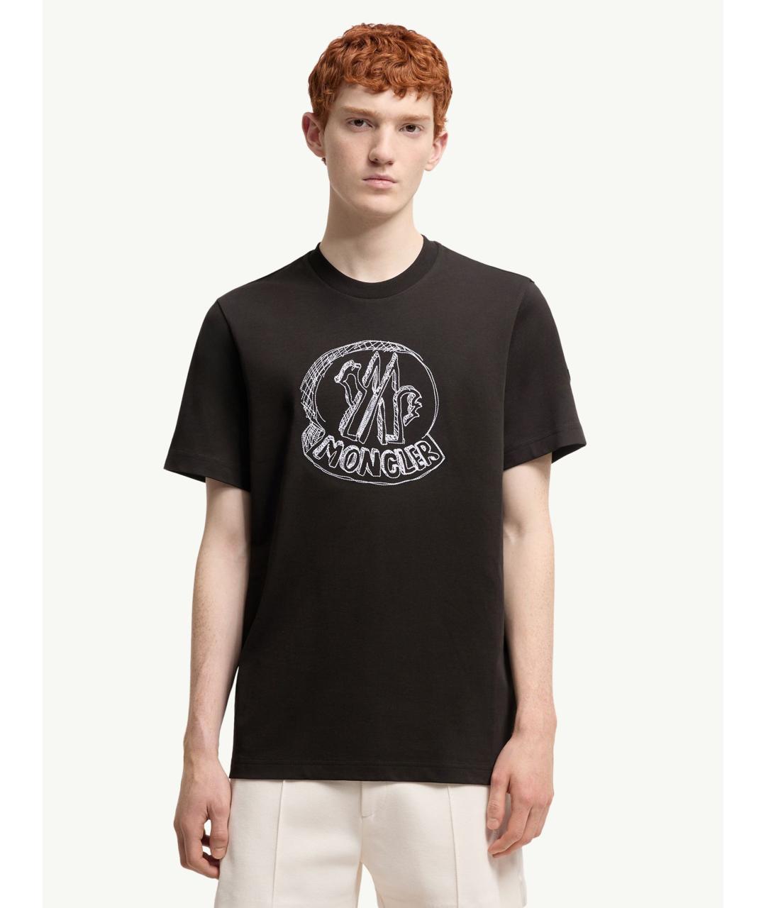 MONCLER Черная хлопковая футболка, фото 3